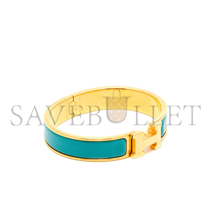 H**mes clic h turquoise enamel gold plated bracelet